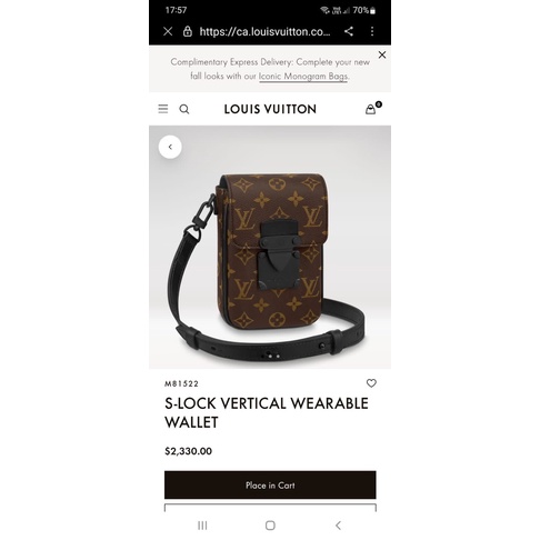 Louis Vuitton M81522 S-Lock Vertical Wearable Wallet , Brown, One Size