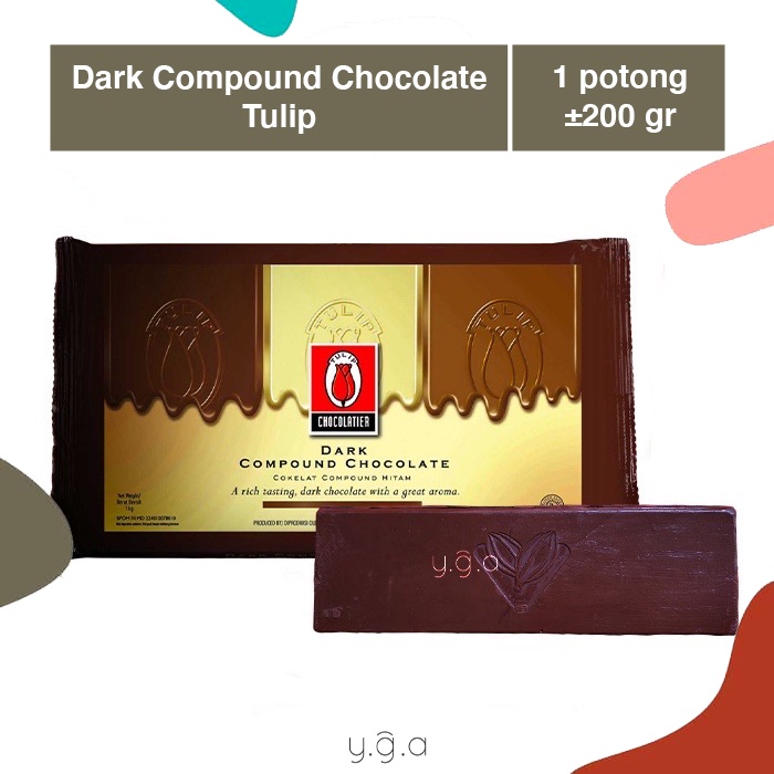 Jual Coklat Tulip Dark Compound (REPACK) +/- 200gr / 1 Potong / Cokelat ...