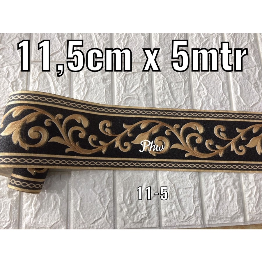 Jual Wallpaper Dinding Border List Klasik hitam Merah Silver Mewah ...
