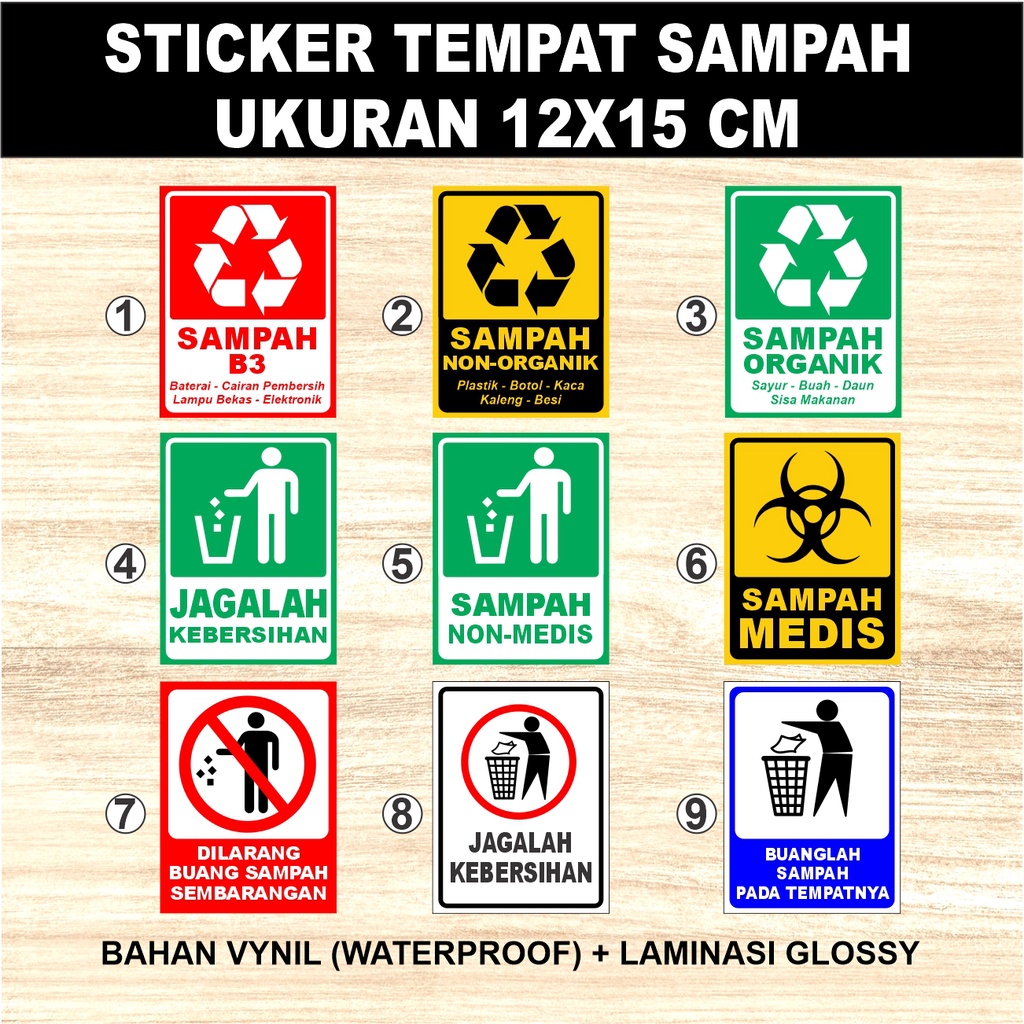 Jual Sticker Tempat Sampah Organik Non Organik Sampah Medis Stiker Sampah B3 Stiker Jagalah