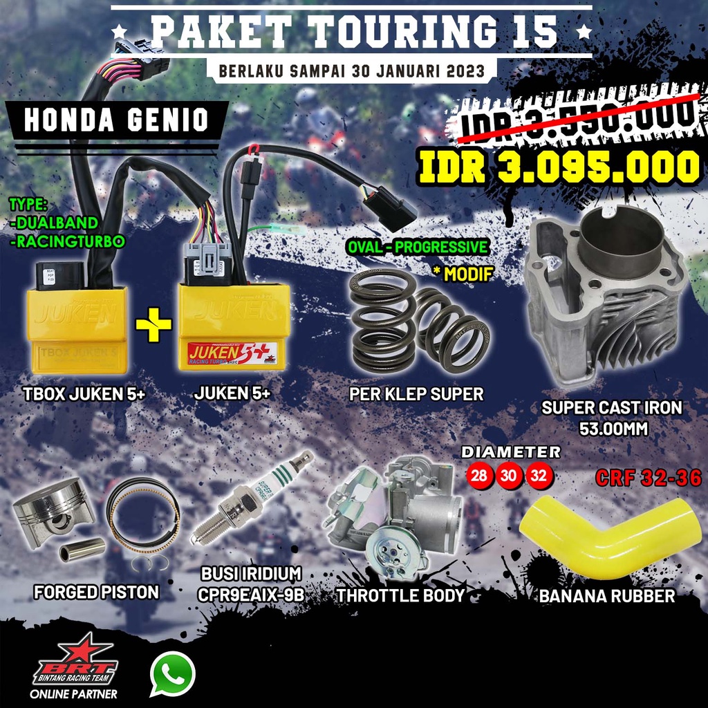 Jual PAKET TOURING 15 GENIO / ALL NEW BEAT BORE UP 130 CC BRT - ECU ...
