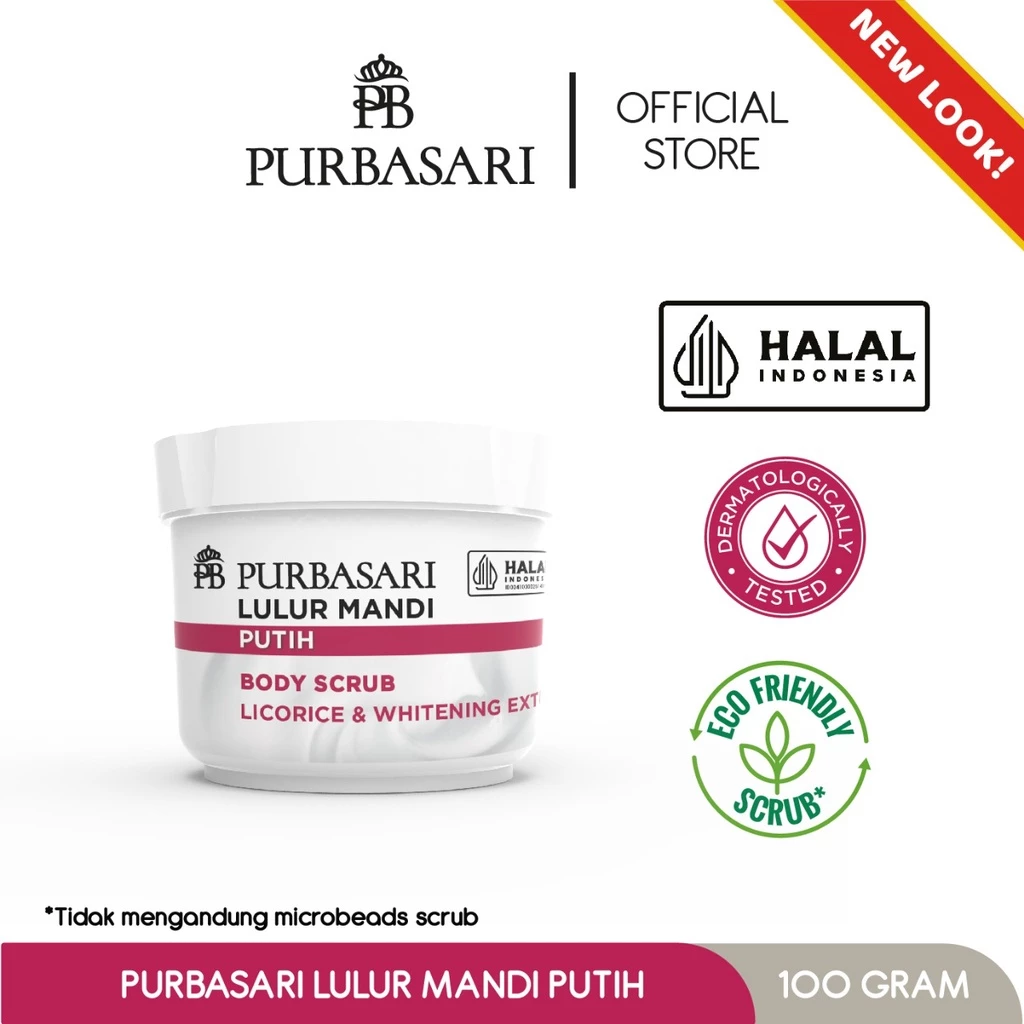 Purbasari Body Scrub Lulur Mandi Putih 100 gram untuk Mencerahkan dan Melembabkan Kulit