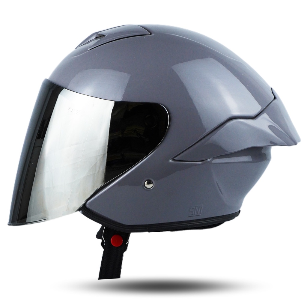 Jual Jitsu Helm Half Face JS1 Series Warna Abu Gloss Solid Premium