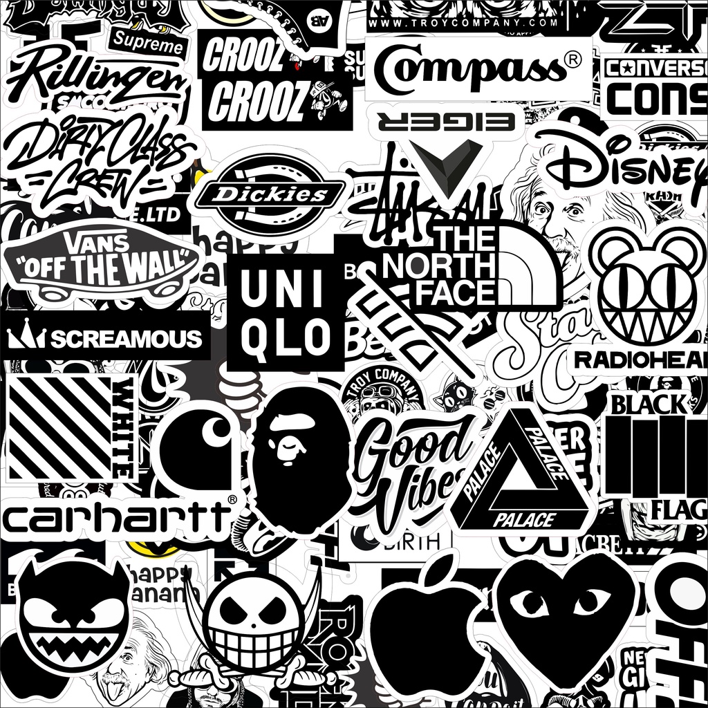 Jual PAKET STIKER MINI ISI 40 PCS VARIASI HITAM PUTIH STIKER RACING ...