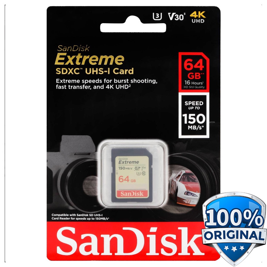 Jual SanDisk Extreme SDXC Card UHS-I V30 U3 Class 10 64GB 150MB/s