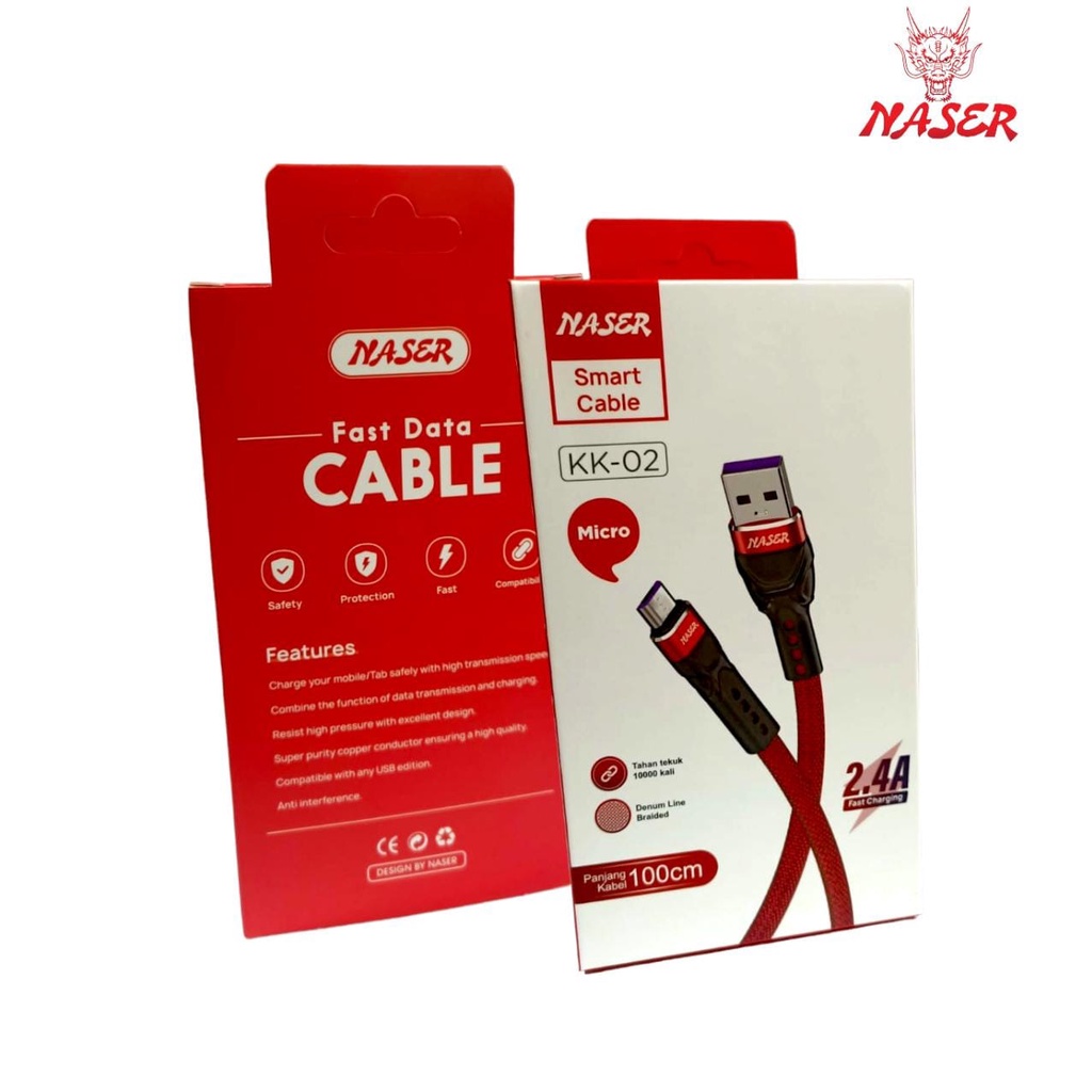 Jual KABEL DATA CHARGER NASER KK-02 USB 2.4A 1M PLUS PACK | Shopee ...