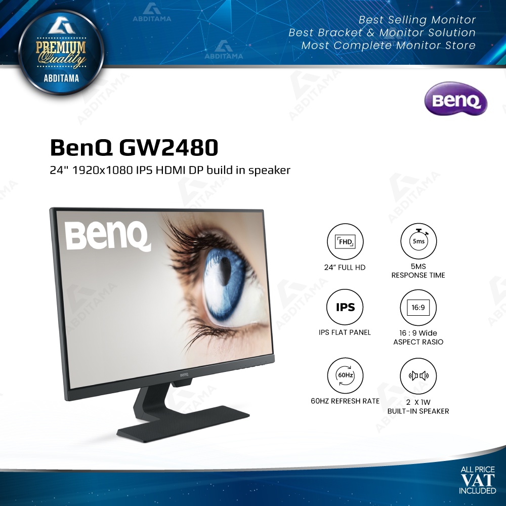 23.8 Inch Benq Gw2480 Led Monitor, 1080p (1920x1080) at Rs 9500 in Noida