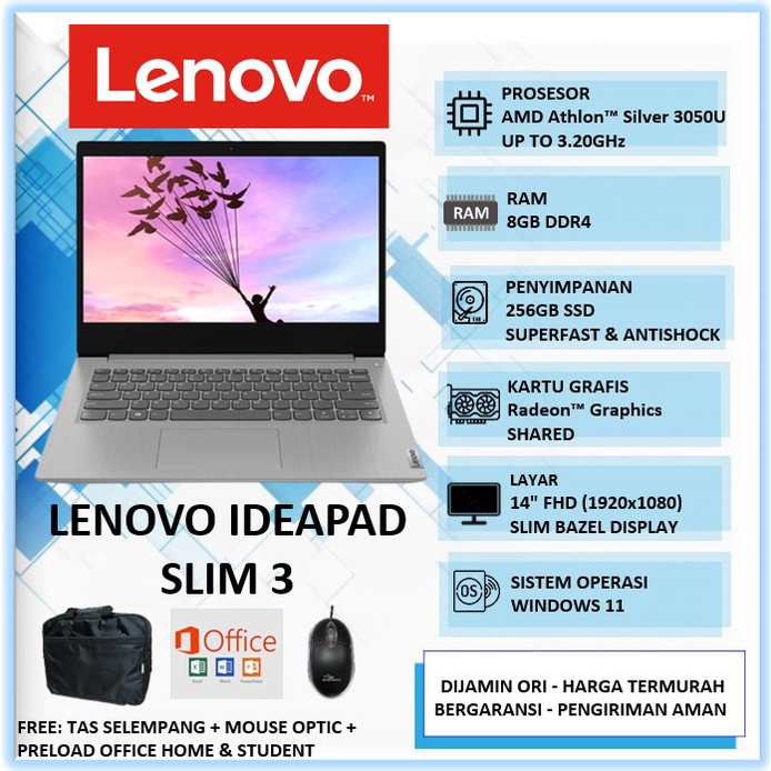 Jual Laptop Baru Murah Sekolah Kuliah Lenovo Ideapad Slim AMD
