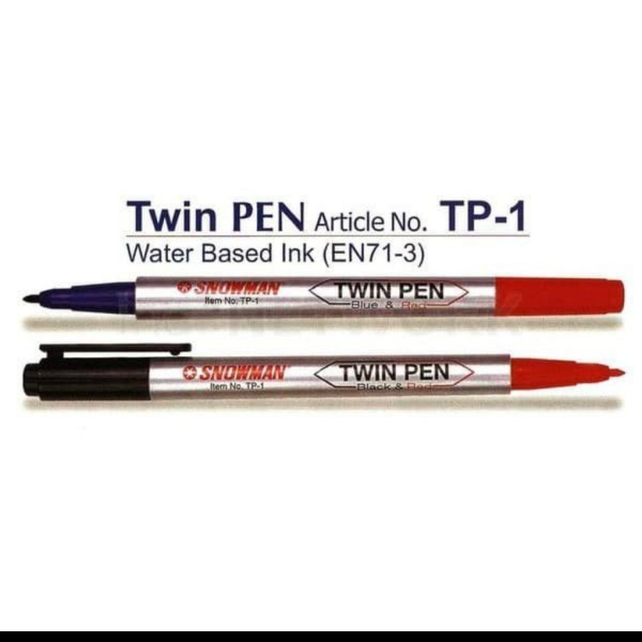 Jual Spidol Kecil Snowman Marker Twin Pen Tp Blue Red Black