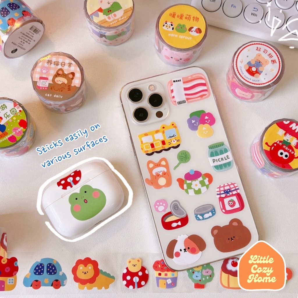 Jual Kawaii Sticker Roll / Cute Cartoon Animals Roll Deco Stickers ...