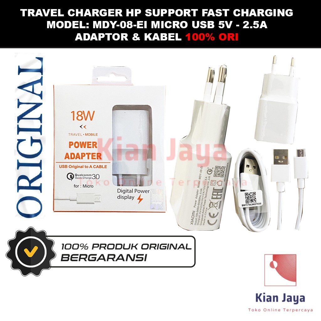 Jual Charger Original Hp Xiaomi Redmi 1s, 2s, Note 1, 2, 3, 4, 4x, Pro ...