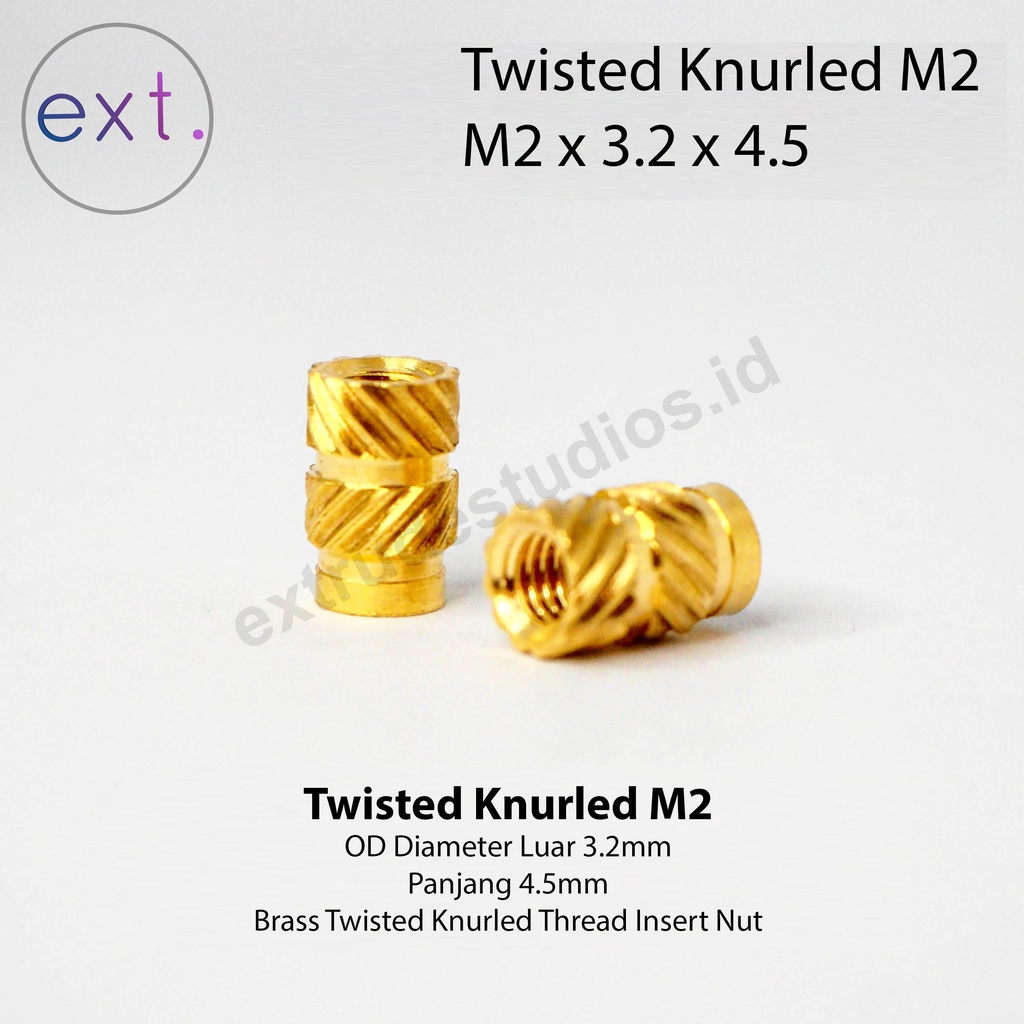 Jual Twisted Knurled Nut Brass M2 Thread Insert Mur M2 x D3,2 x L4,5 ...