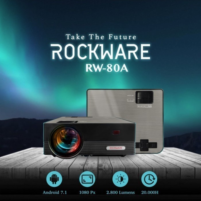 Jual ROCKWARE RW-80A - LED Projector 2800 Lumens - Android 7.1 and TV ...