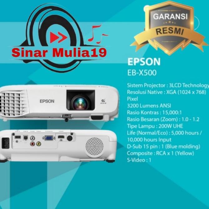 Jual Proyektor Epson 3Lcd Eb-X500 / Eb-X 500 / Eb-X 500 Xga 3600 Lumens ...