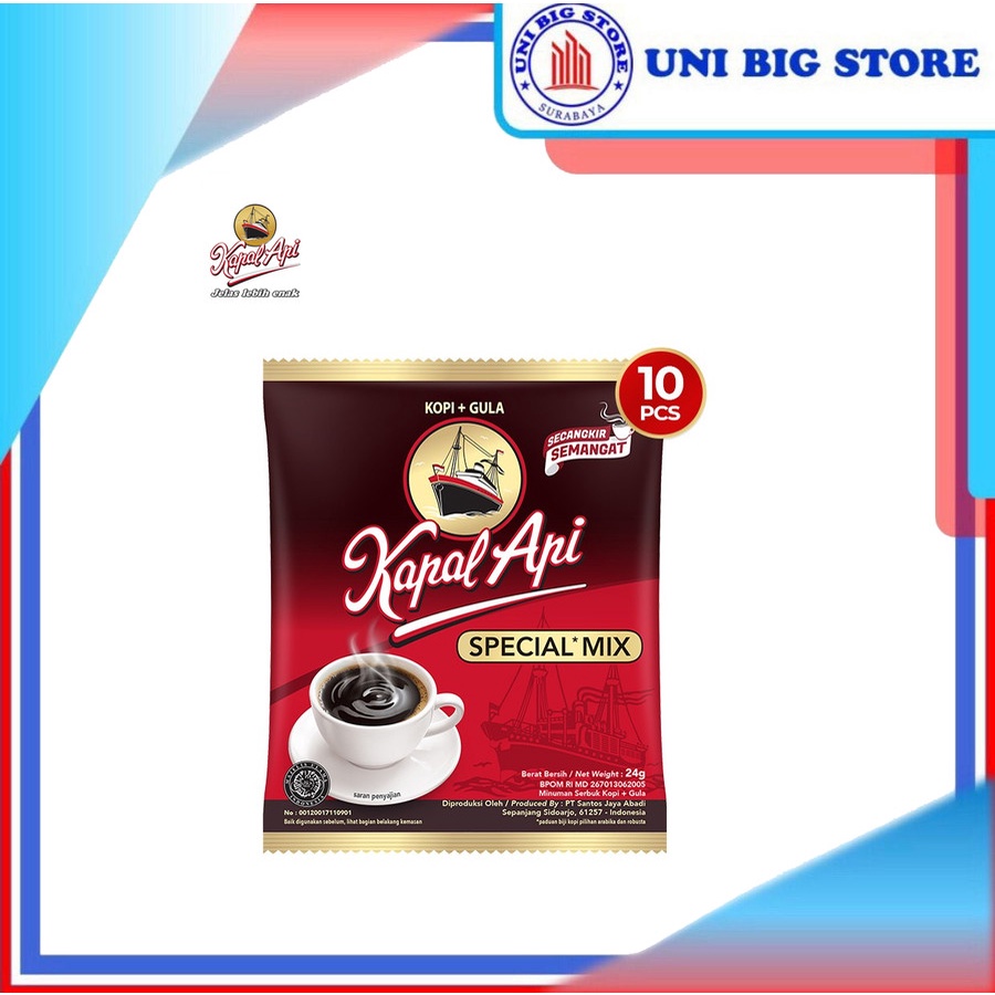 Jual Kapal Api Special MIX Kopi + Gula Coffee 25 gram 10 SACHETs