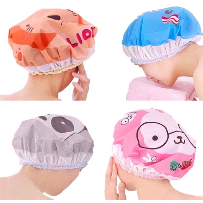 Jual Shower Cap Anti Air Rambut Basah Topi Mandi Waterproof Anak Dewasa
