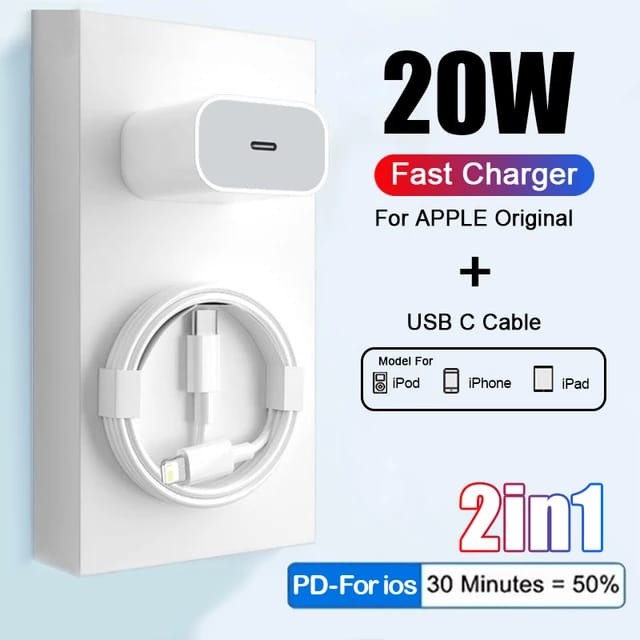 Jual ORIGINAL POWER ADAPTER IPHONE 11 12 13 14 PRO MAX 20W PD FAST