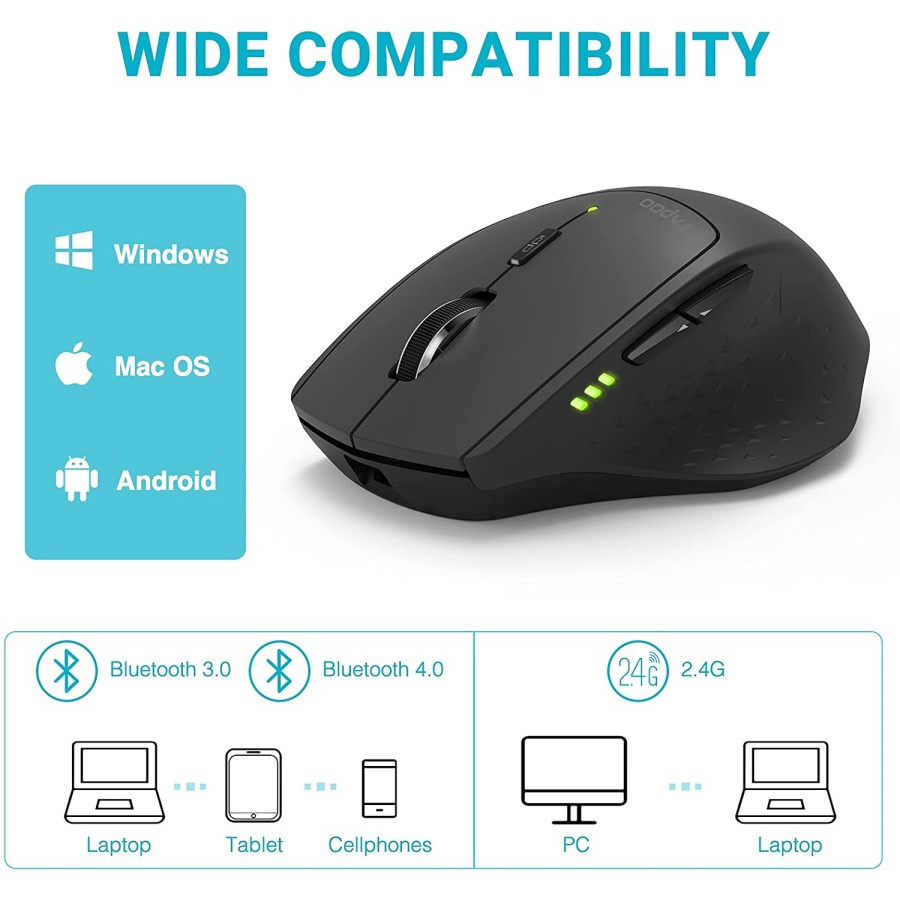 Jual Rapoo Mouse Wireless Multimode MT550 Black | Shopee Indonesia