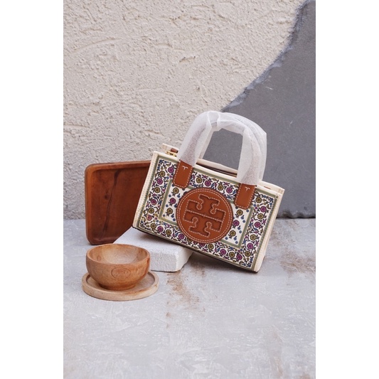 Jual tory burch ella printed mini tote (authentic original