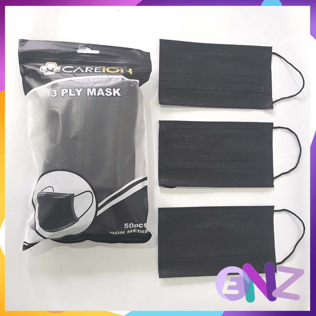 Jual Enz Masker Earloop Careion Premium Ply Ply Hitam Putih Warna Warni Pastel Isi Pcs