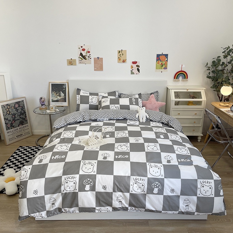 Jual Worldream Bedcover Aeshtetic Motif Kotak Polkadot Bed Cover Only