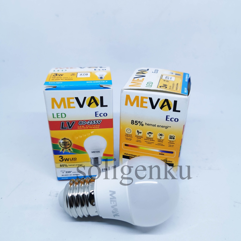Jual Lampu Meval Led Bulb Eco LV Warna Putih 3 Watt/5Watt/7Watt/9Watt ...