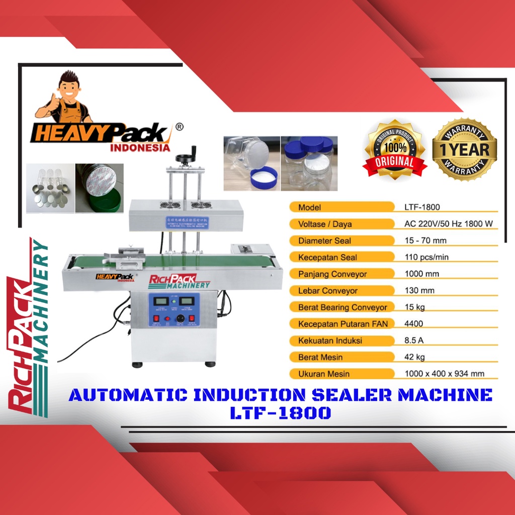 Jual Heavypack LTF-1800 Automatic Induction Sealer Machine Mesin Segel ...