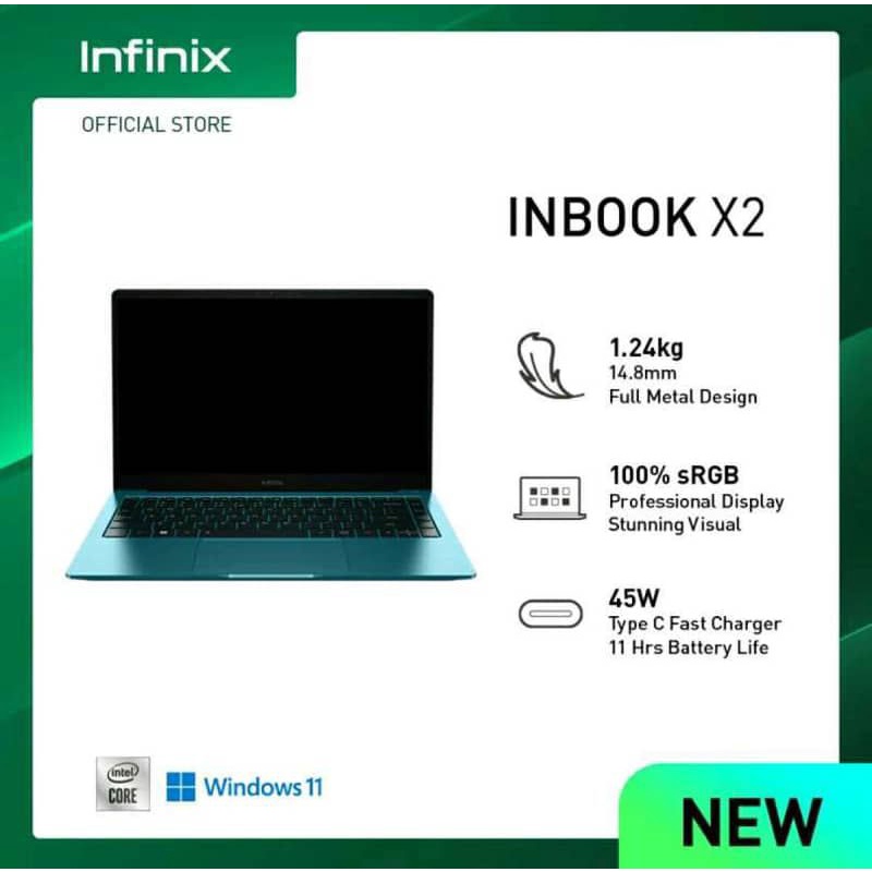 Jual Laptop Infinix INBook X2 Core i5-1035G1 8GB 512GB SSD 14