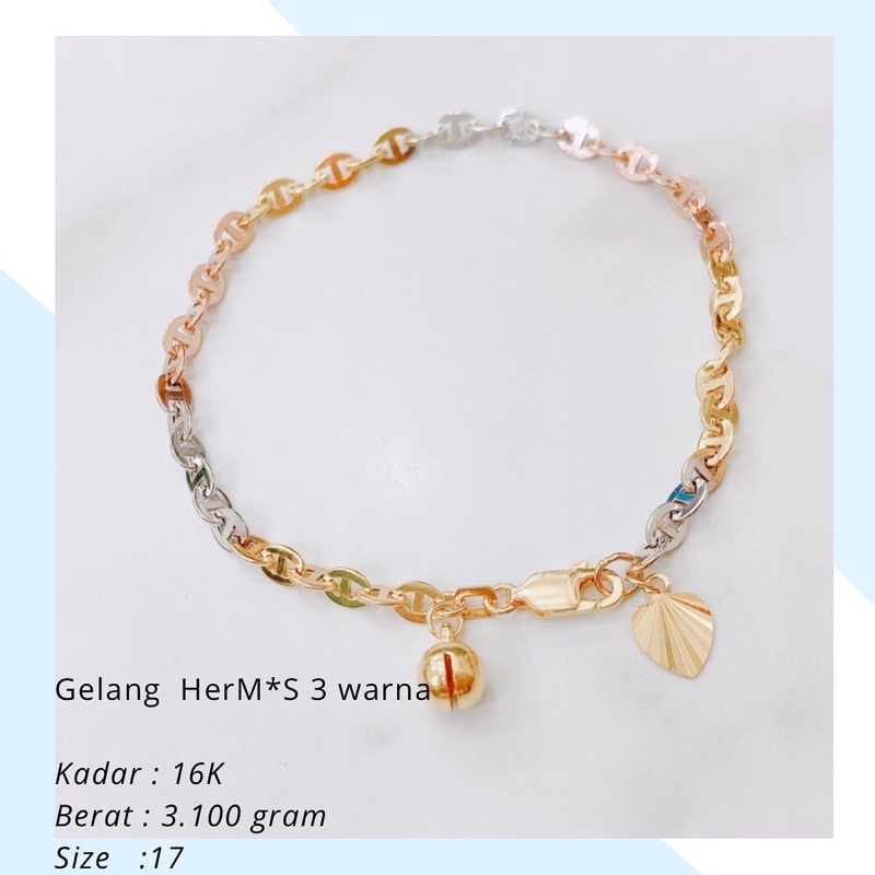 Jual Gelang Emas HerM*s 3 Warna 3.100 Gr 16K | Shopee Indonesia