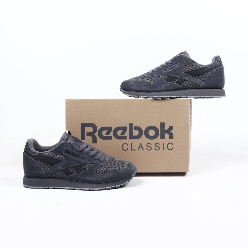 Jual Sepatu Reebok Classic Leather Grey White Black | All Colour ...