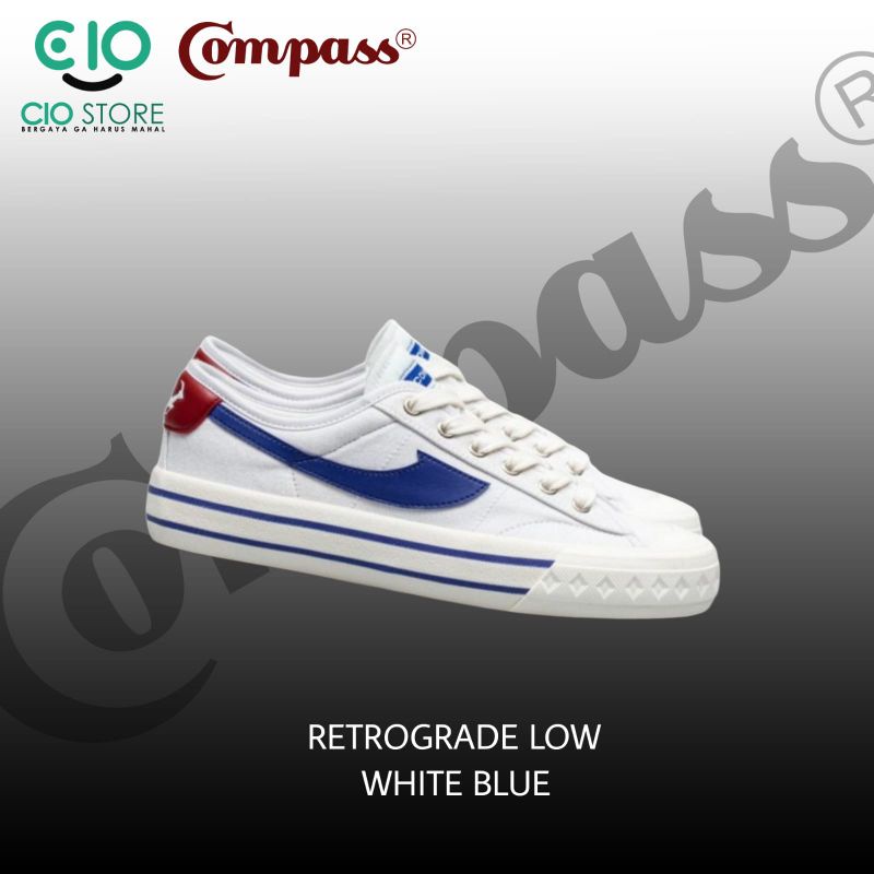 Jual Sepatu Compass Retrograde Low White Blue Original Shopee Indonesia