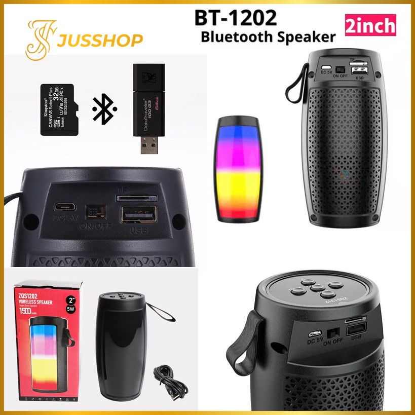 Jual Speaker Bluetooth 1202 RGB Speaker Bluetooth LED Portable Super ...