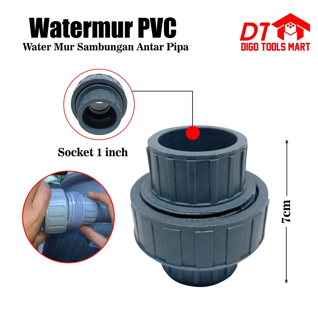 Jual Watermur Pvc Inchi Drat Polos Watermoor Water Mur Sambungan