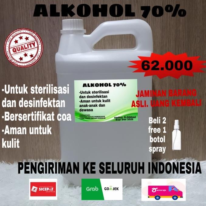 Jual Alkohol 70% 5 liter/Alkohol 70 persen/Alcohol 70%/Sterilisasi ...