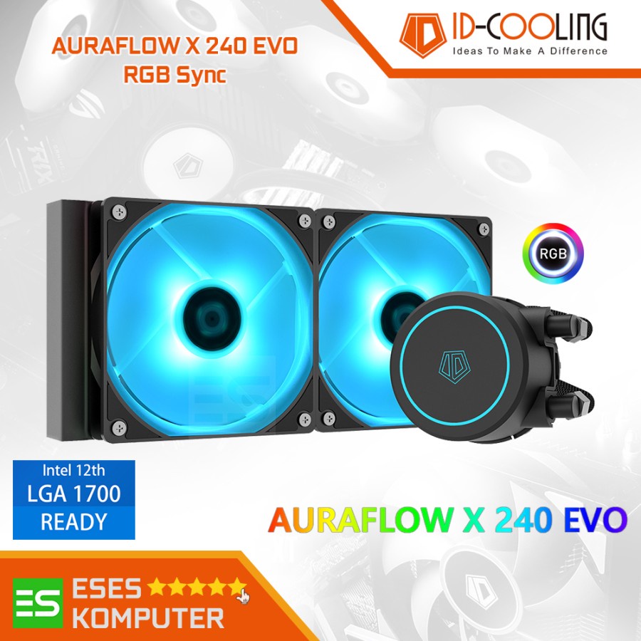 Jual IDCOOLING AURAFLOW X 240 EVO RGB BLACK AIO 240mm Liquid Water