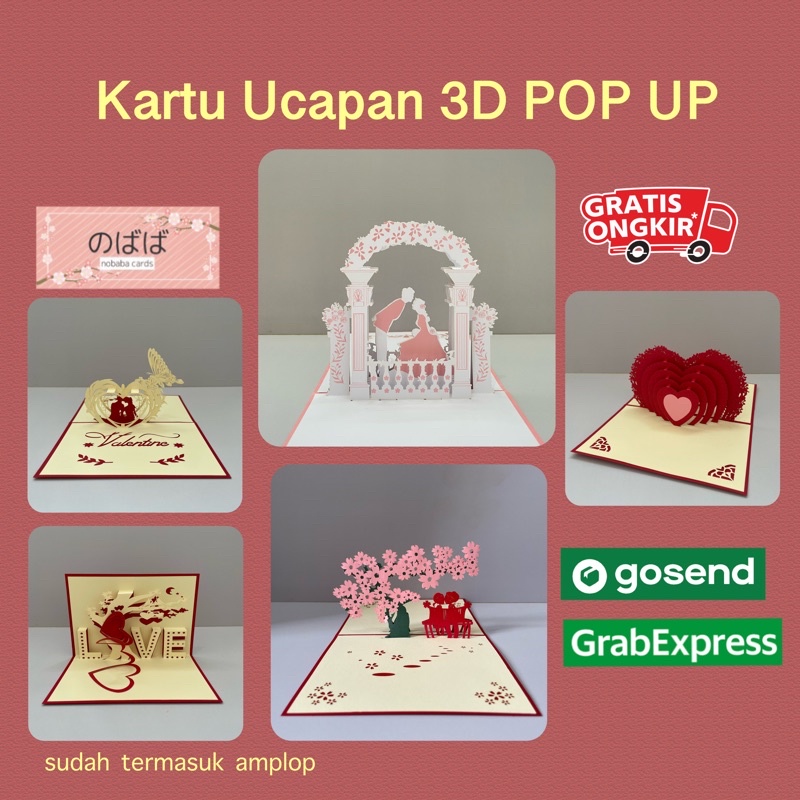 Jual Kartu Ucapan ULANG TAHUN/ PASANGAN/ PACAR/ KEKASIH 3D Pop Up