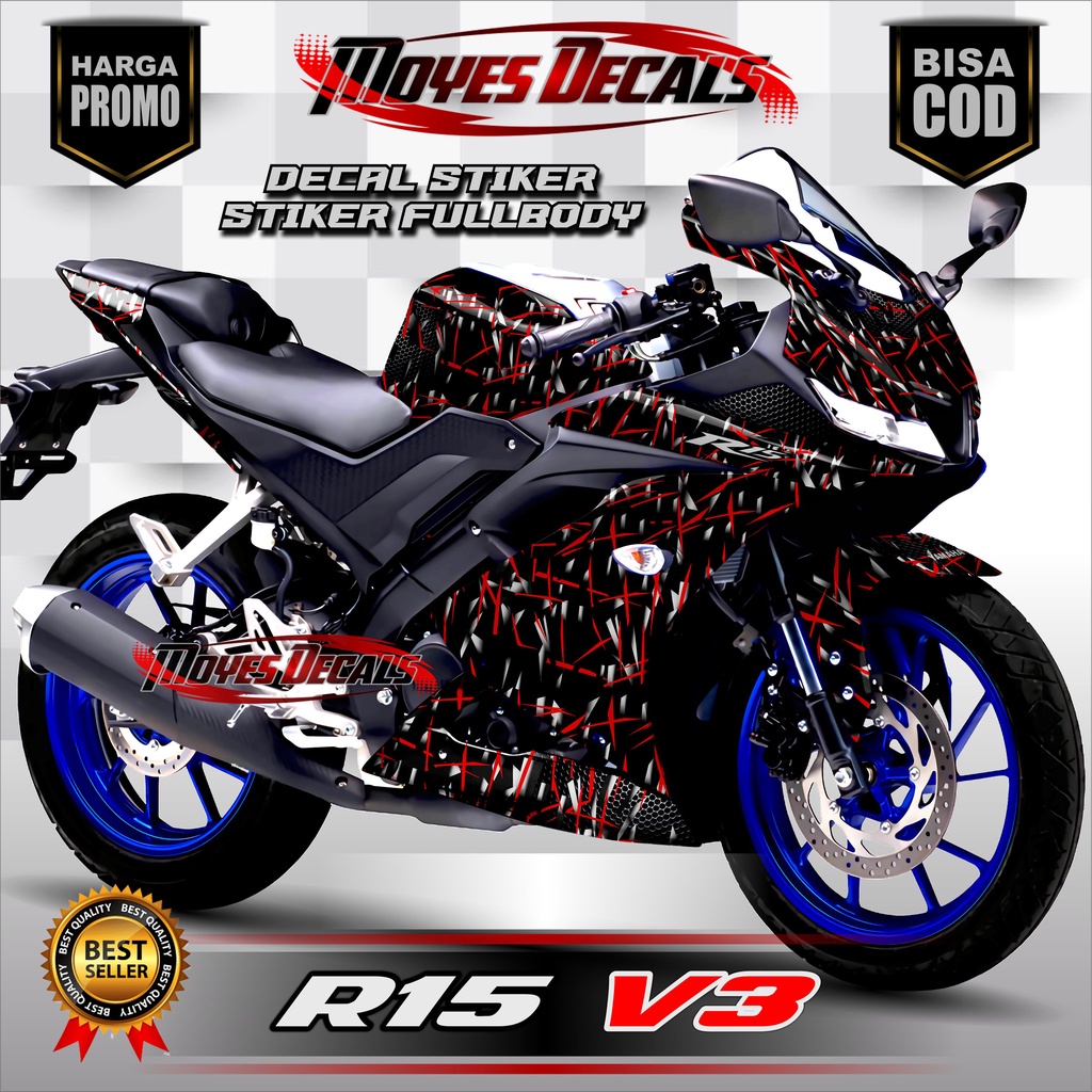 Jual Stiker Decal Motor R15 V3 Fullbody Motif Carbon Forged Dekal ...
