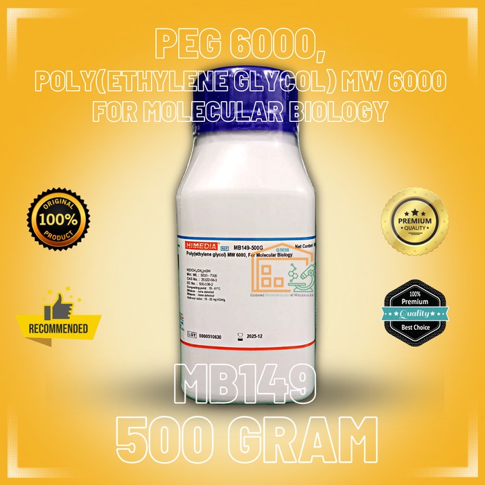 Jual Poly(Ethylene Glycol) Mw 6000 (Peg 6000), Mb H(Och2Ch2)Noh, 500 ...