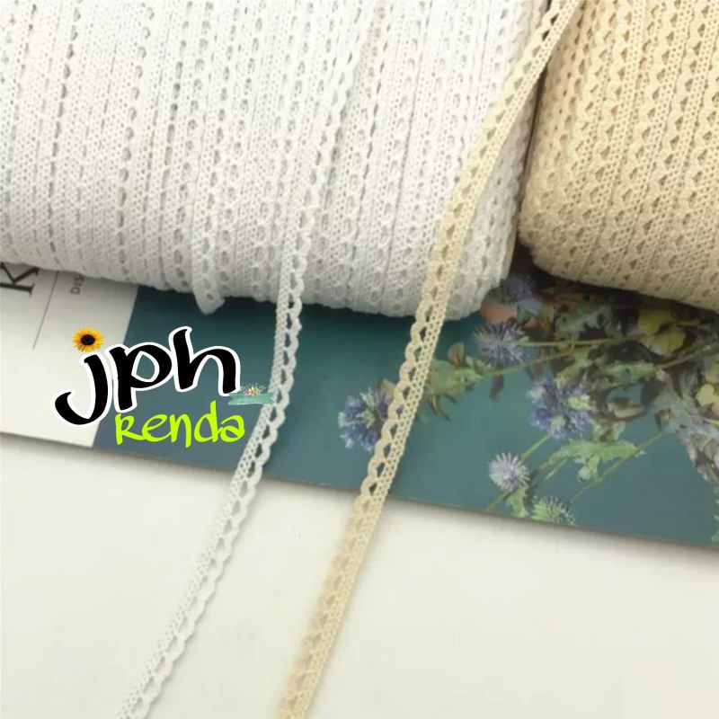 Jual Renda rajut lebar 1 cm, renda kait lebar 1cm isi 300 yard | Shopee ...