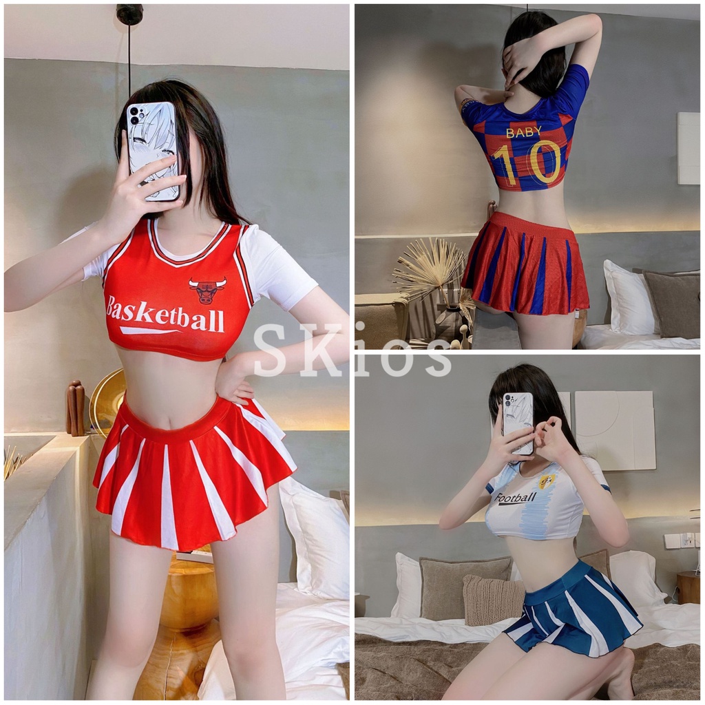 Ladies Cheerleader Costume High School Girls Cheer Outfit Set For Women  Carnival Party Cosplay Dress Up Cheerleading Uniform
