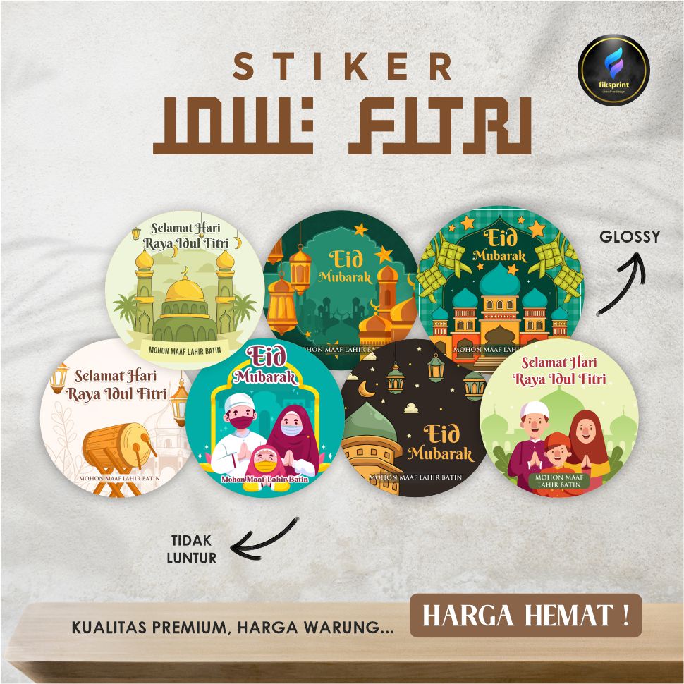 Jual Stiker Lebaran bulat stiker Idul Fitri stiker toples stiker produk ...