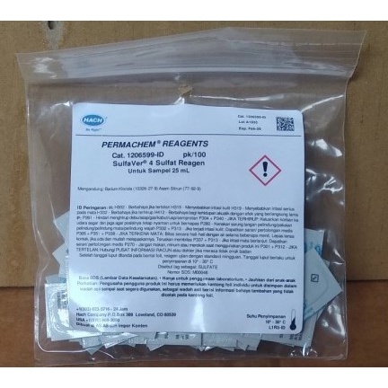 Jual HACH 1206599 SulfaVer 4 Sulfate Reagent Powder Pillows, 25-mL, pk ...