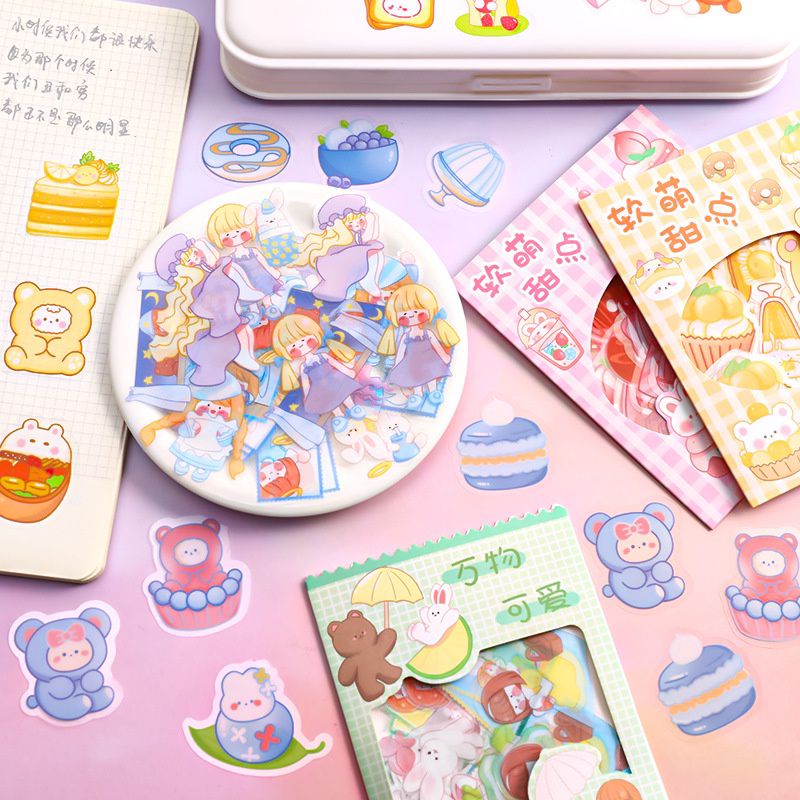 Jual Sticker Diary Cute Girl 45pcs/ Stiker Buku PVC Bear Korean Style ...