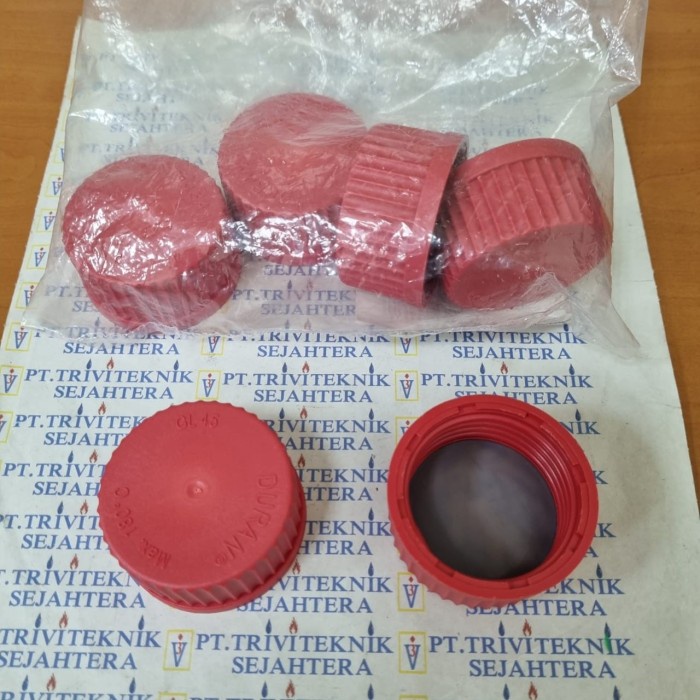 Jual TUTUP BOTOL LAB SAMPEL KACA MERAH,SCREW CAP BOTTLE DURAN GL 45 RED ...