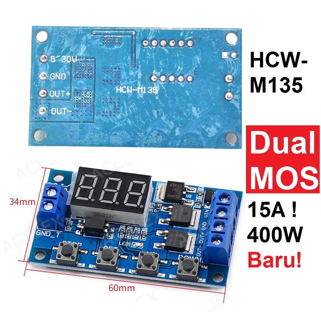 Jual HWM Relay Timer Delay Modul Display 4Tombol Digital DC Time Module ...