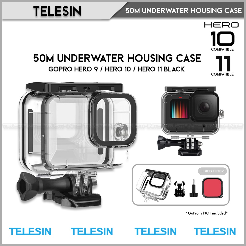 TELESIN All Scene Waterproof Housing Case 50m Diving Protection for GoPro  Hero 12 Hero 11 Hero 10 Hero Black