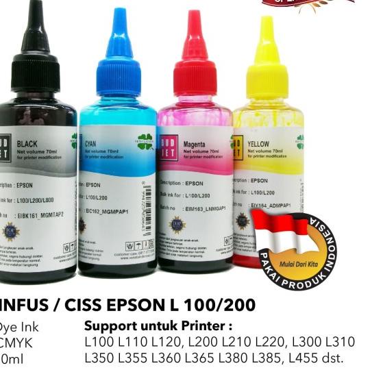 Jual Tinta Infus Ciss Epson L100 L110 L120 L200 L210 L220 Set 70ml Shopee Indonesia 6908