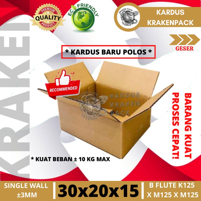 Jual KARDUS 30x20x15 Cm KARTON BOX DUS COKLAT PACKING KUAT POLOS BARU ...