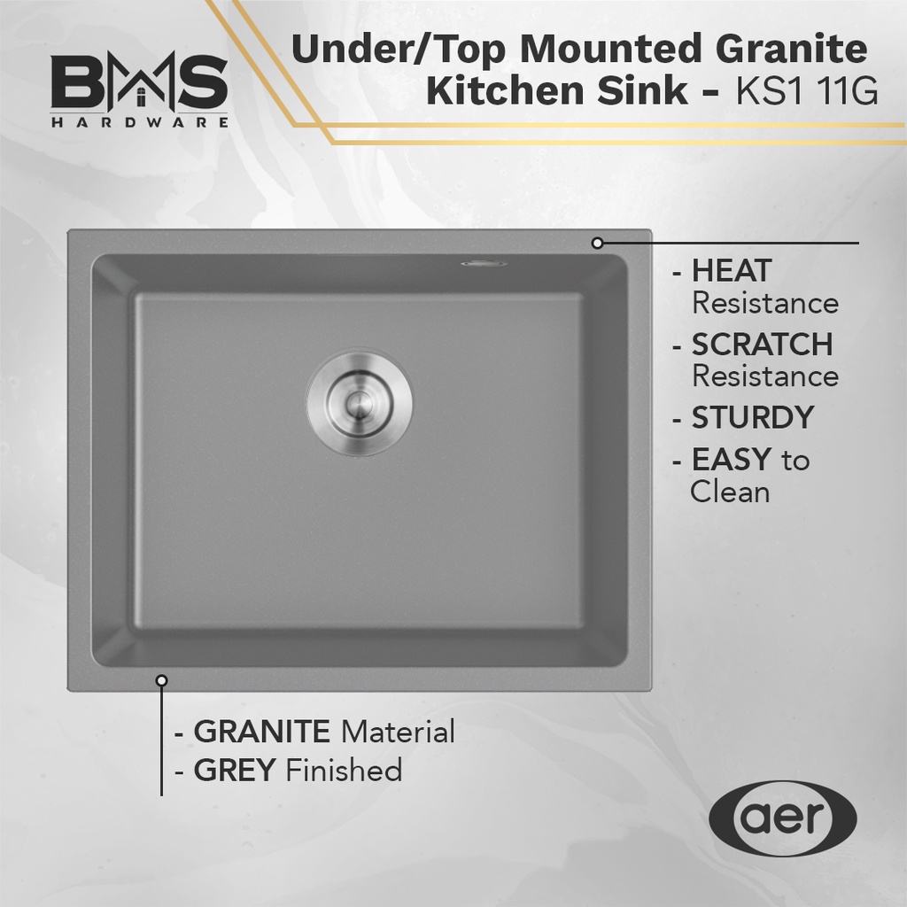 Jual AER Granite Kitchen Sink UnderMount/Top Mounted Bak Cuci