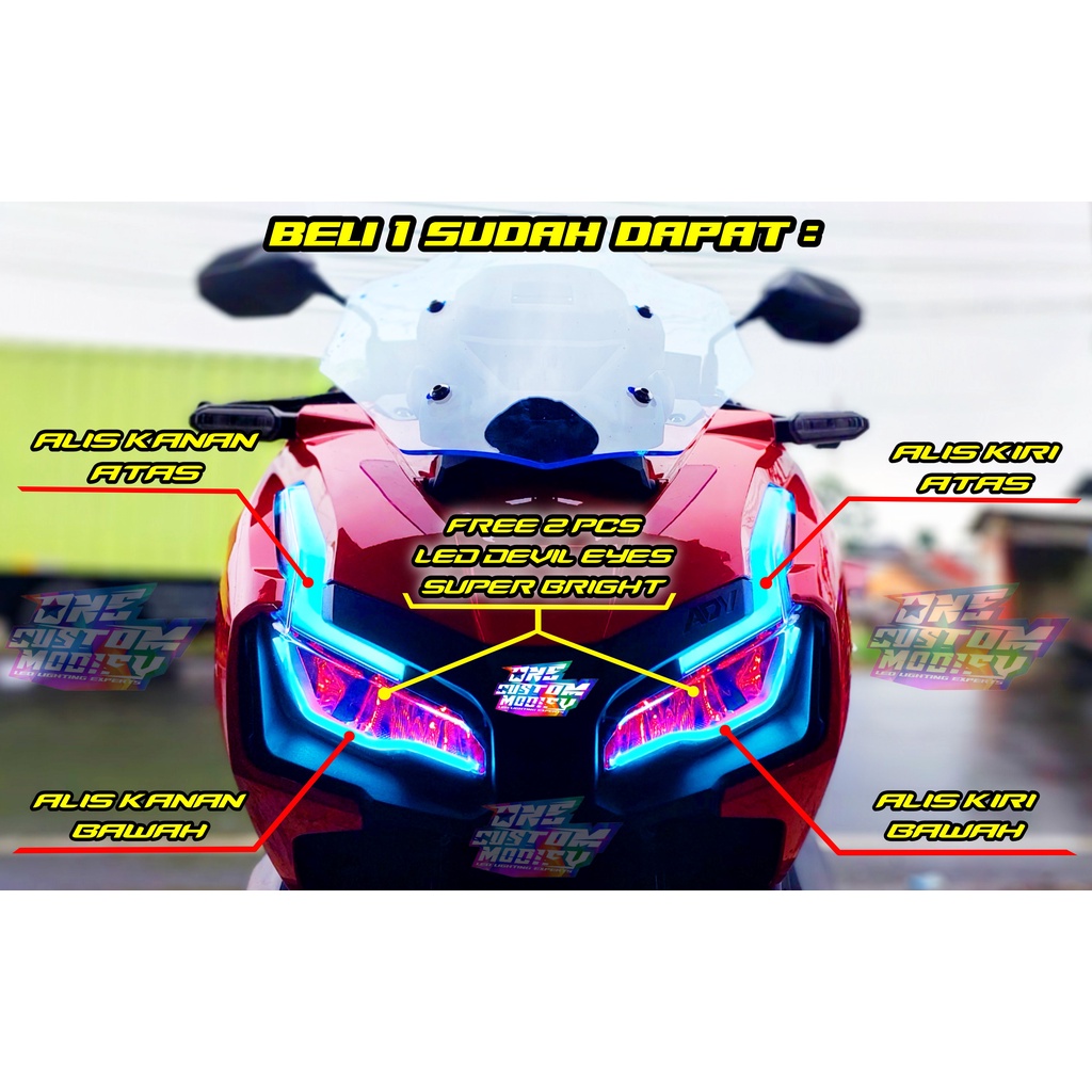 Jual LAMPU LED ALIS DRL BONUS DEVIL EYES ADV 150 & 160 ALL NEW ADV 2020 ...